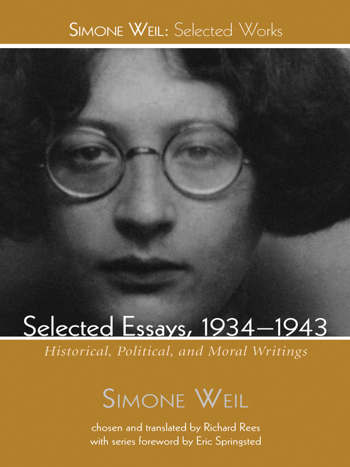 Title details for Selected Essays, 1934–1943 by Simone Weil - Wait list